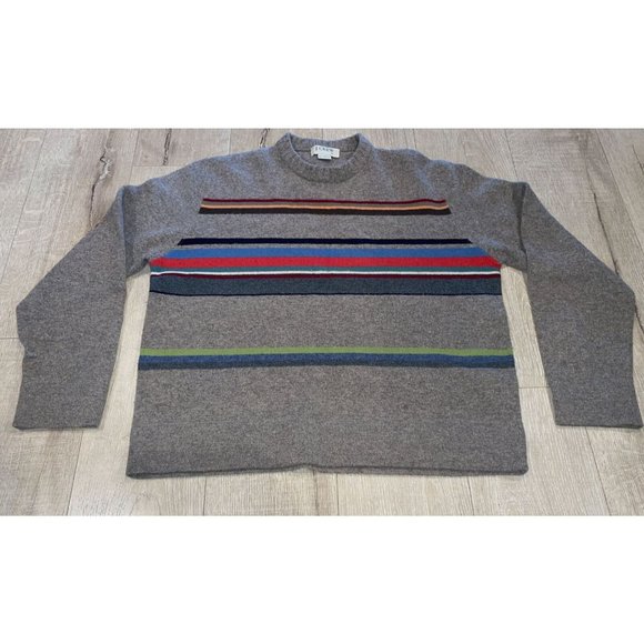 JCrew Mens Sz XL Multicolor 100% Lambswool  Crew Neck Pullover Sweater Stripes - Picture 3 of 7